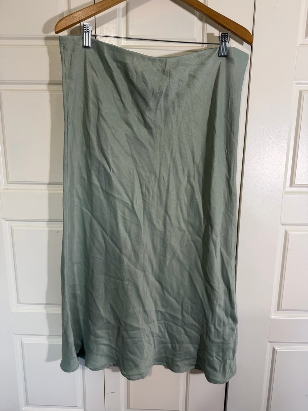 Anthropologie Light Sage Green Midi Slip Skirt